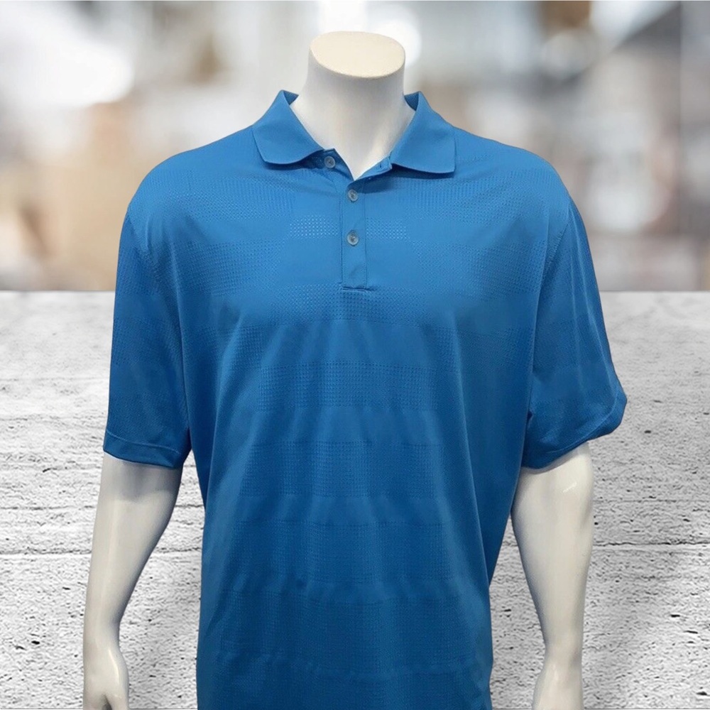 Nike Golf Tour Performance Dri Fit Blue White Vented Polo Shirt XXL Worn Once